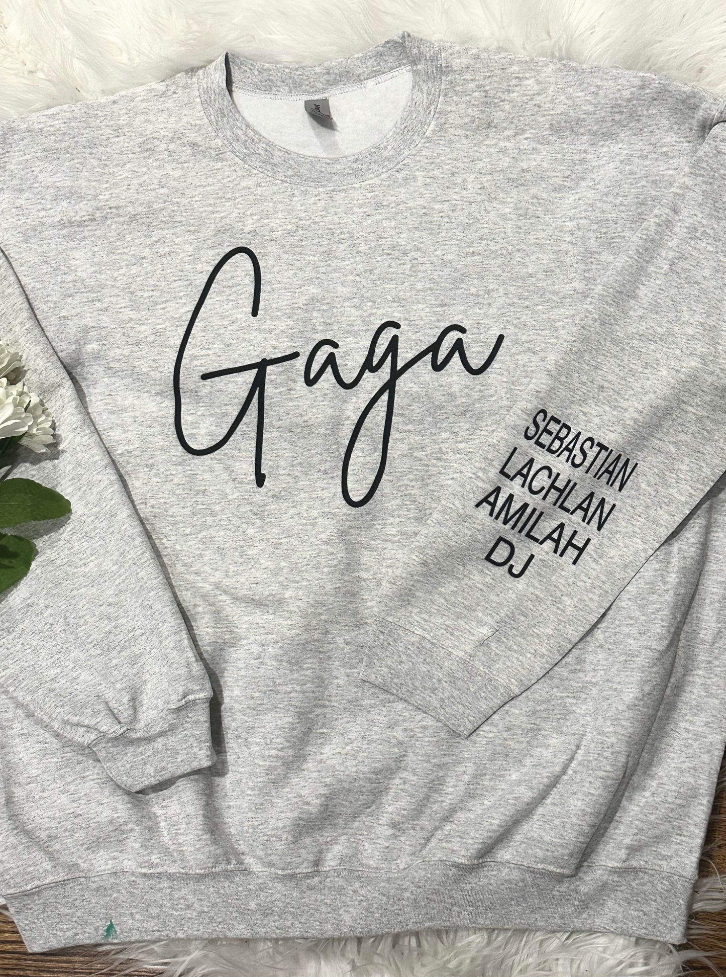 Gaga sweatshirt with custom names on sleeves