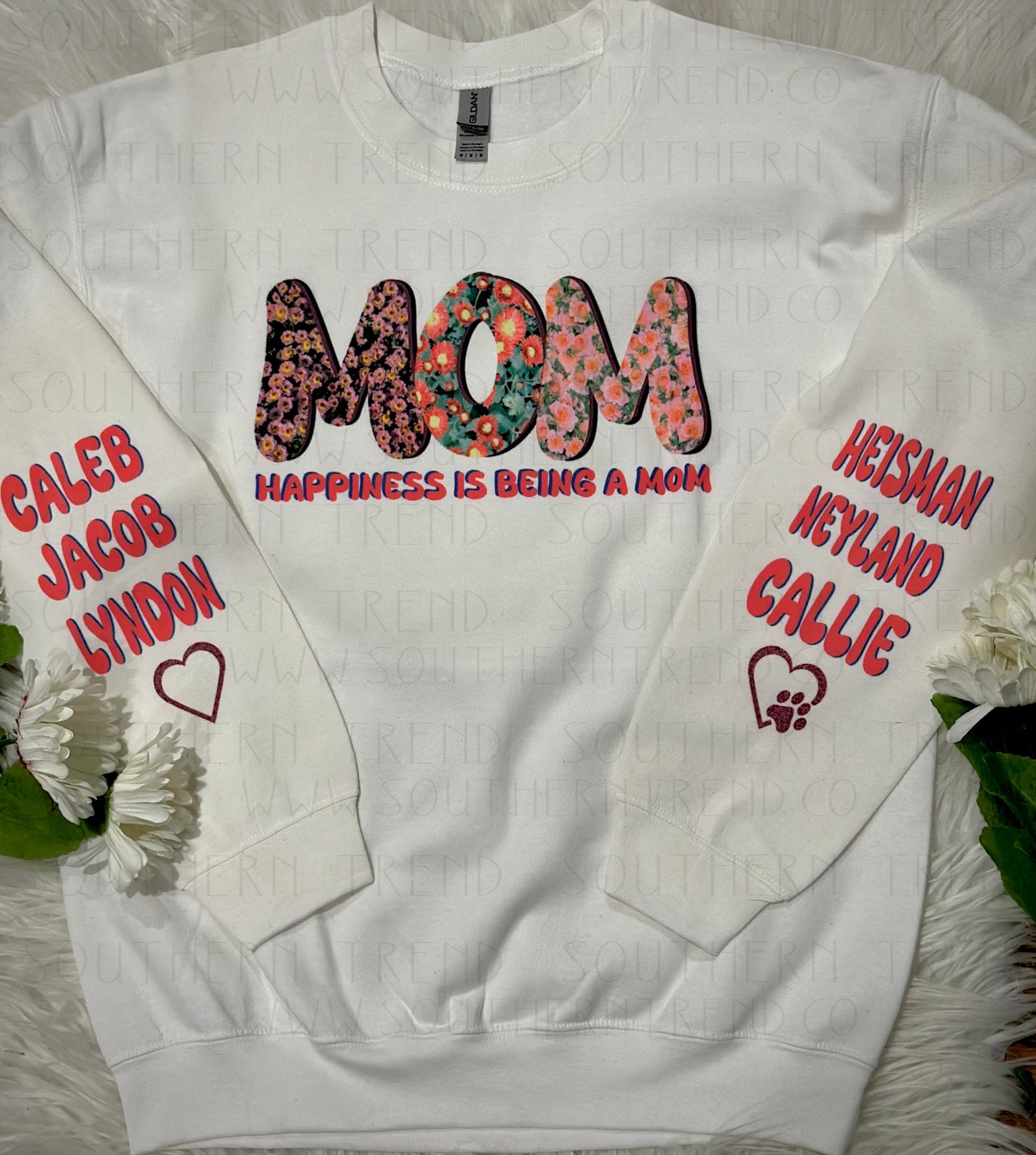 Happiness is being a Mom flower sweatshirt