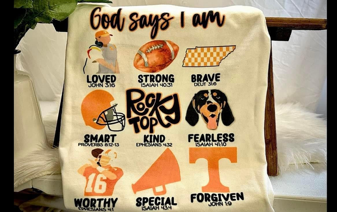 Tenneessee God says I am short sleeve tee shirt