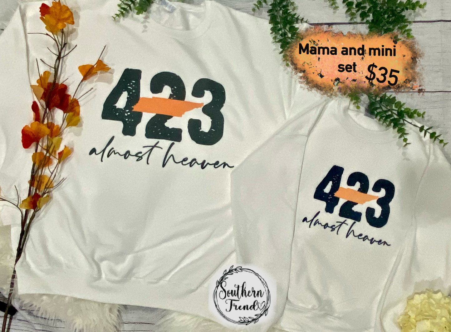Mama and Mini Tennessee almost heaven 423 crewneck set 423 almost heaven