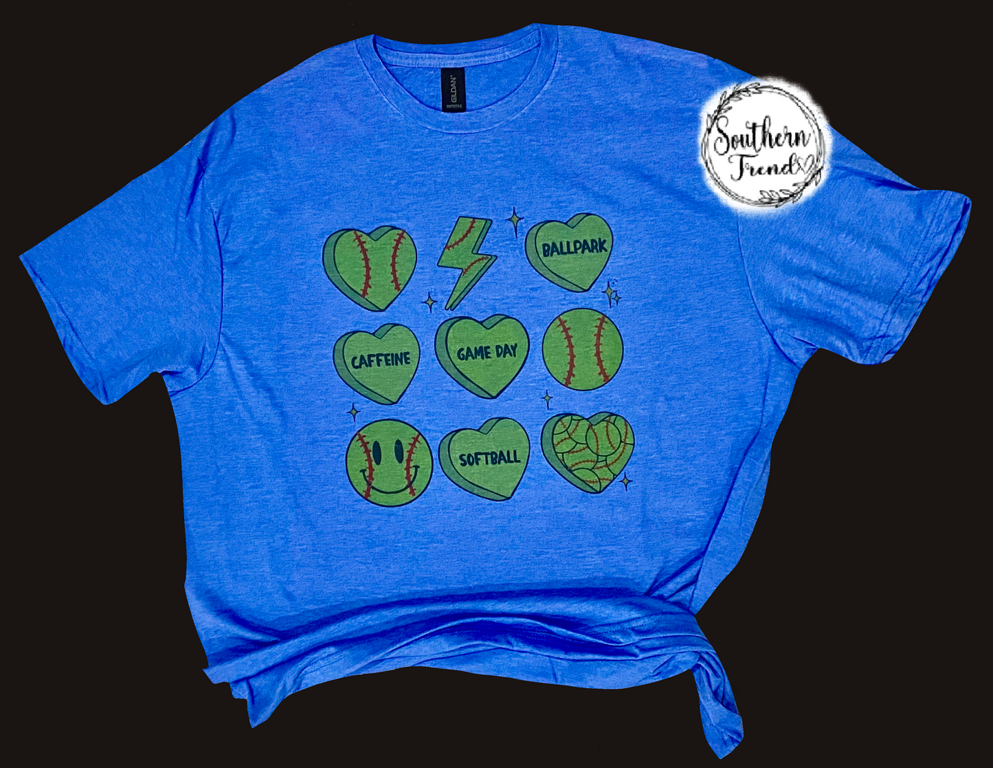 Softball mama heart smiley tee shirt
