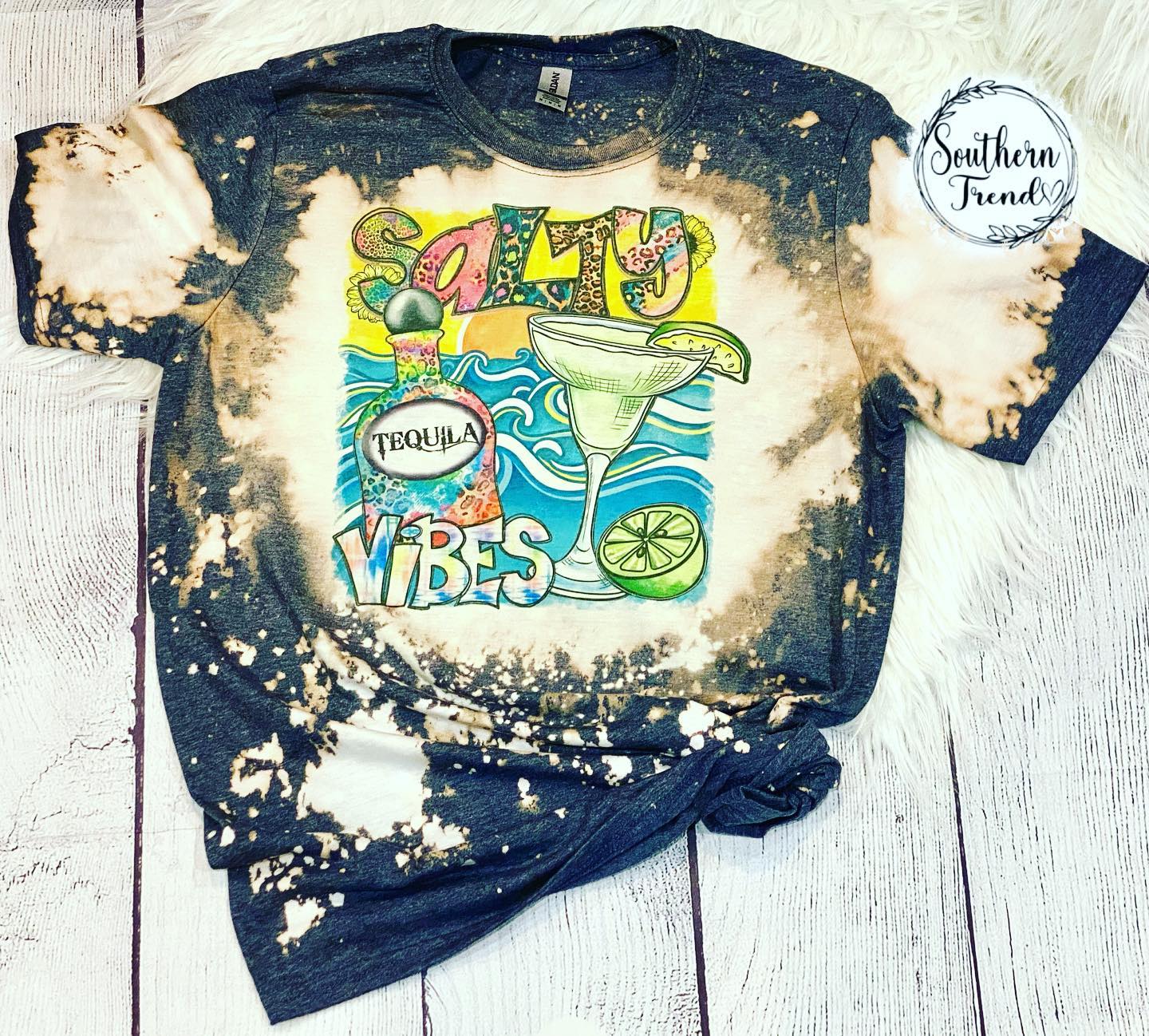 salty vibes bleached tee shirt