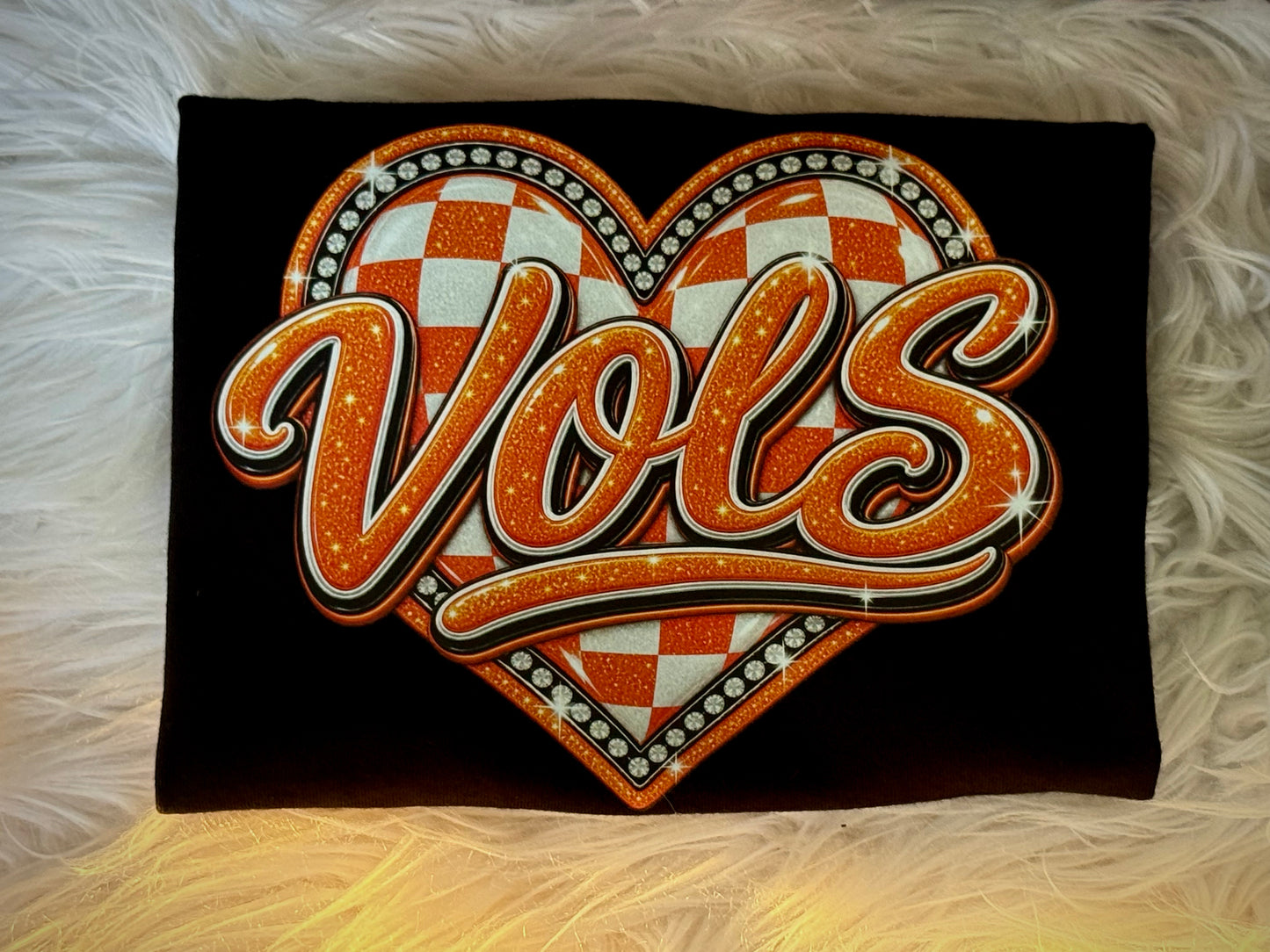Tennessee Vols Sparkly Heart Black Graphic Tee