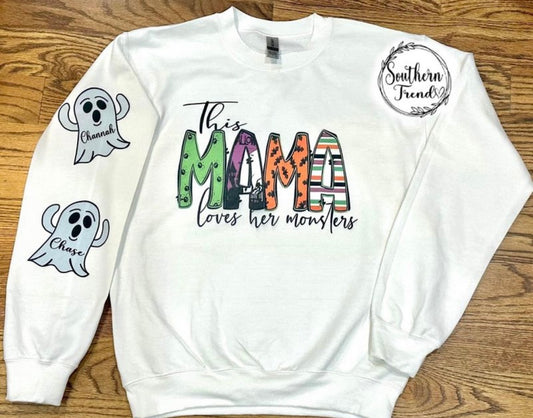 This mama loves her monsters crewneck