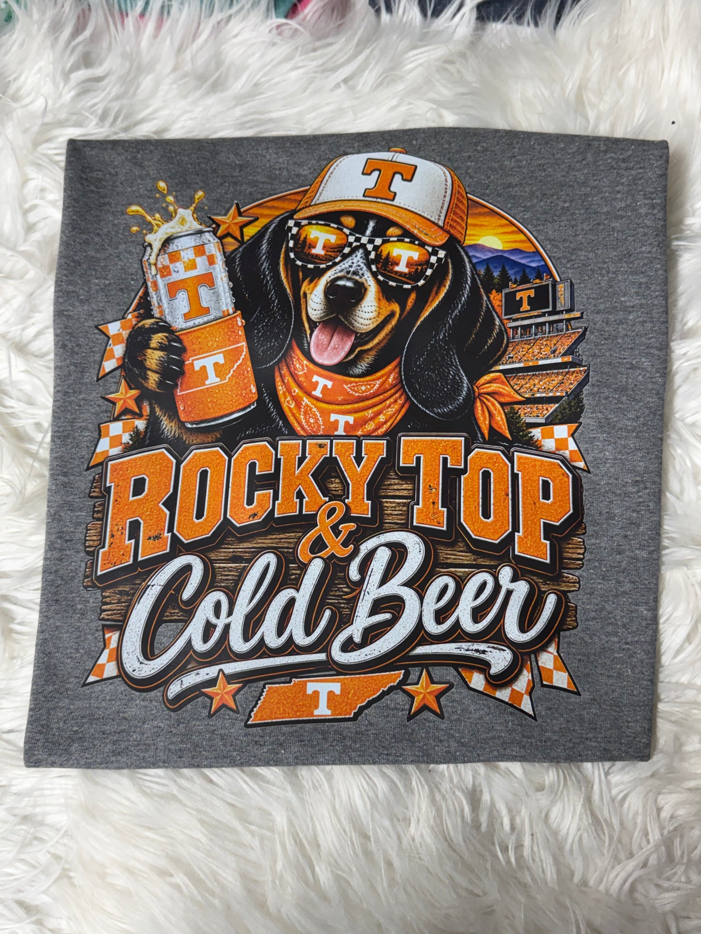 Rocky Top & Cold Beer Tennessee Dog Graphic Tee