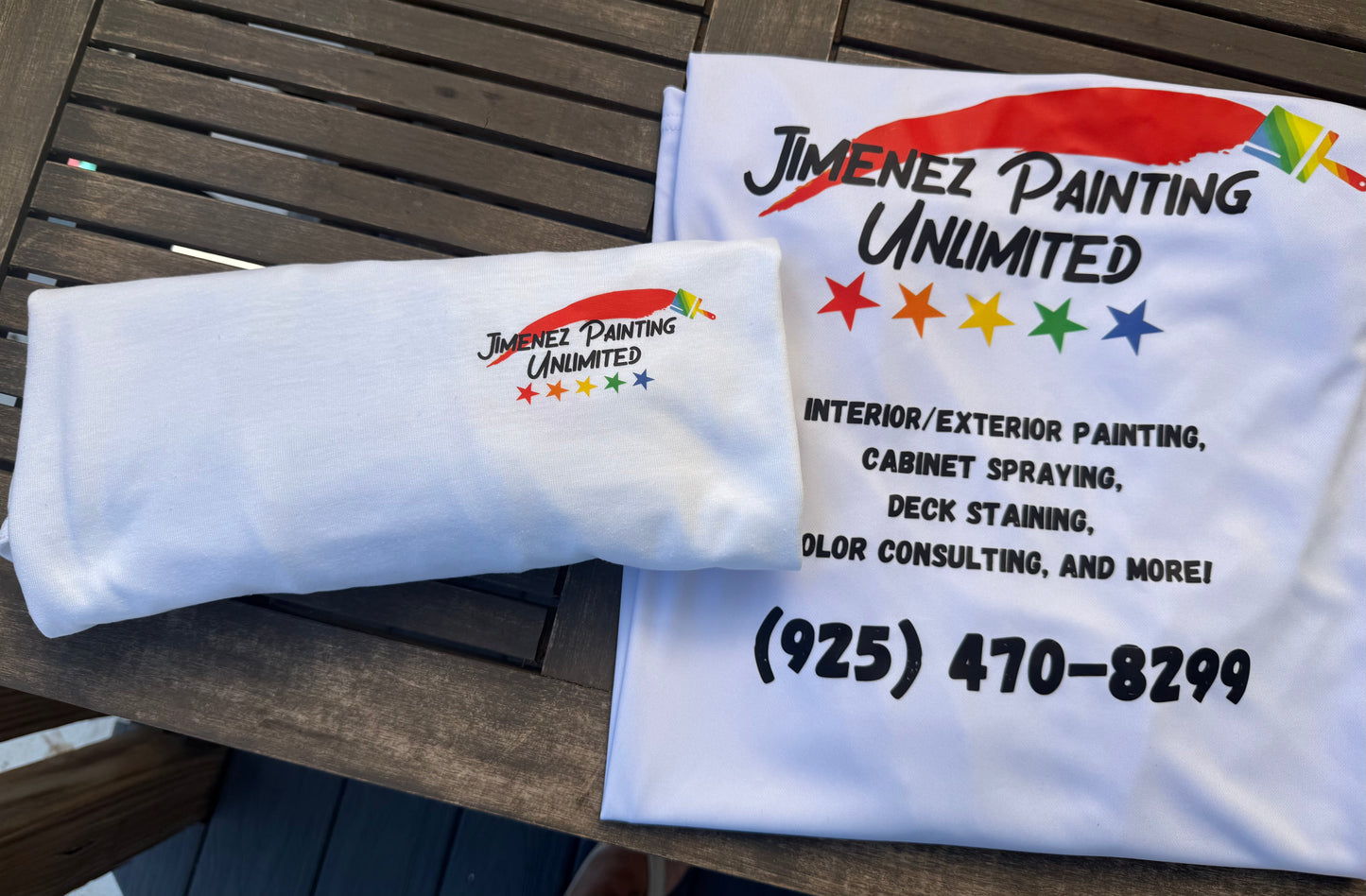 Jimenez painting tee shirts