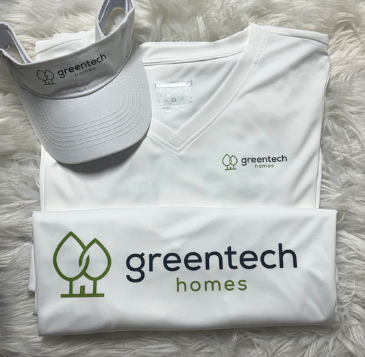 Greentech v neck shirts, polos and visors