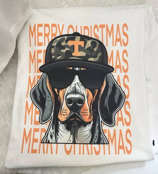 Merry Christmas Tennessee dog shortsleeve tee shirt