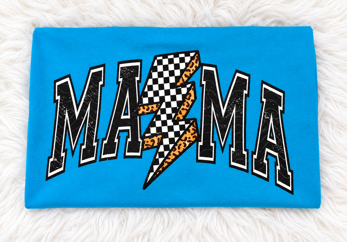 Leopard & Checkered Lightning Bolt Mama Tee