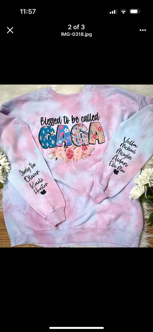 Blessed to be called Gaga tiedye sweatshirt