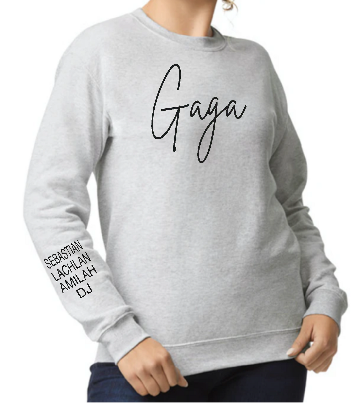 Gaga sweatshirt with custom names on sleeves