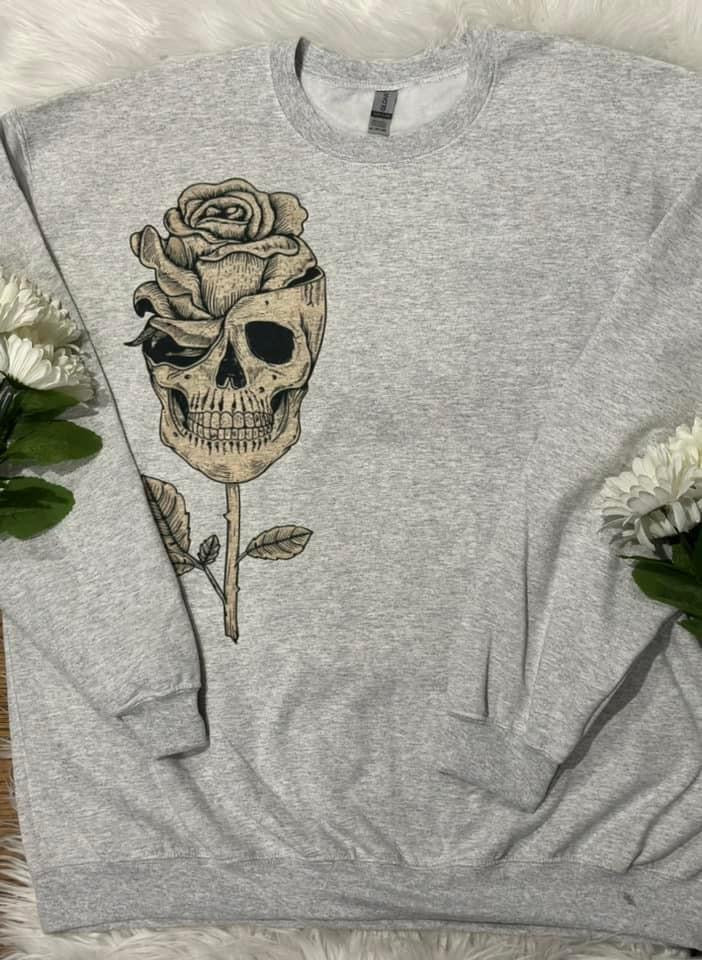 Custom made Gothic rose skeleton face sweatshirt