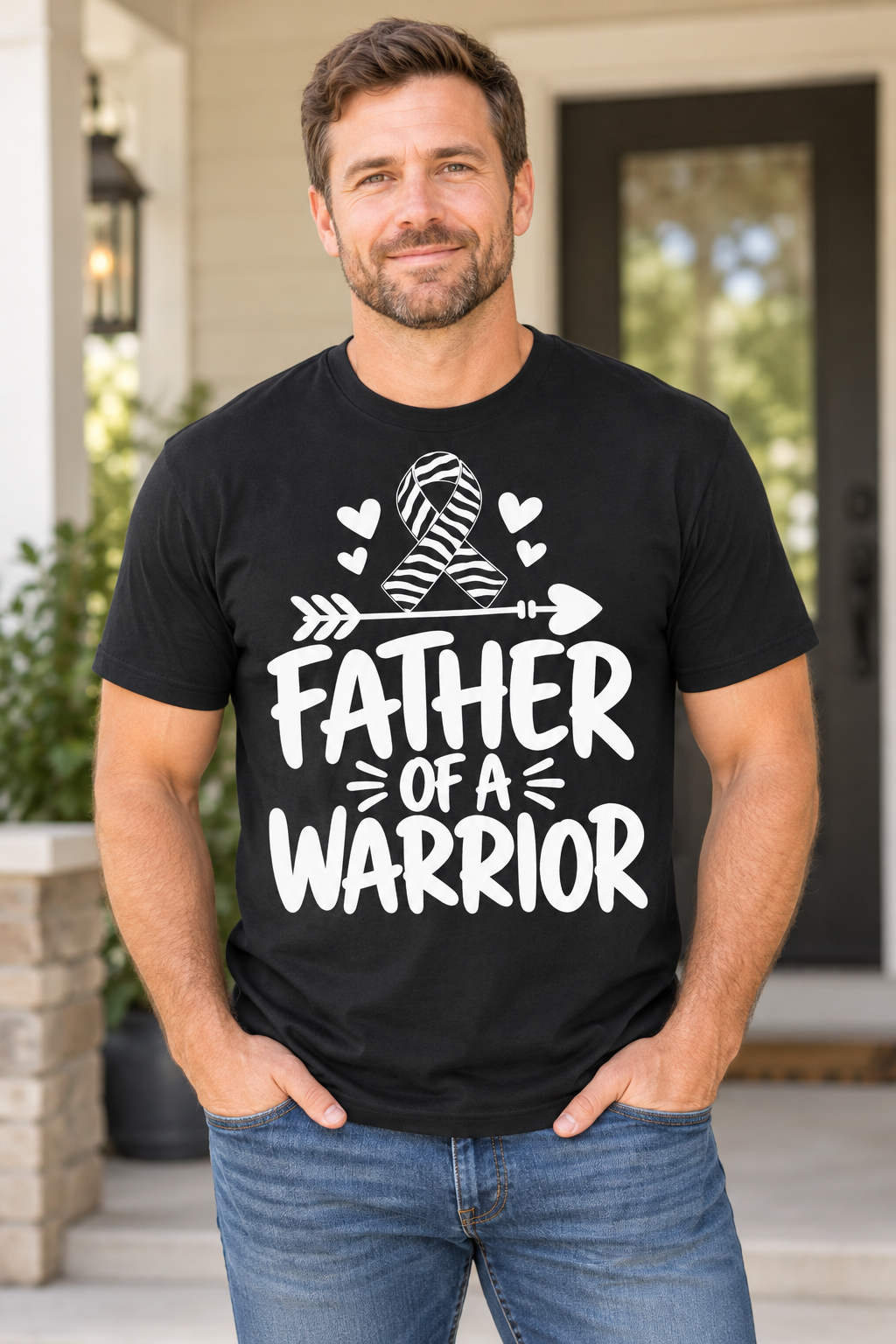 Father of a Warrior – Rare Disease Awareness Zebra Ribbon Shirt