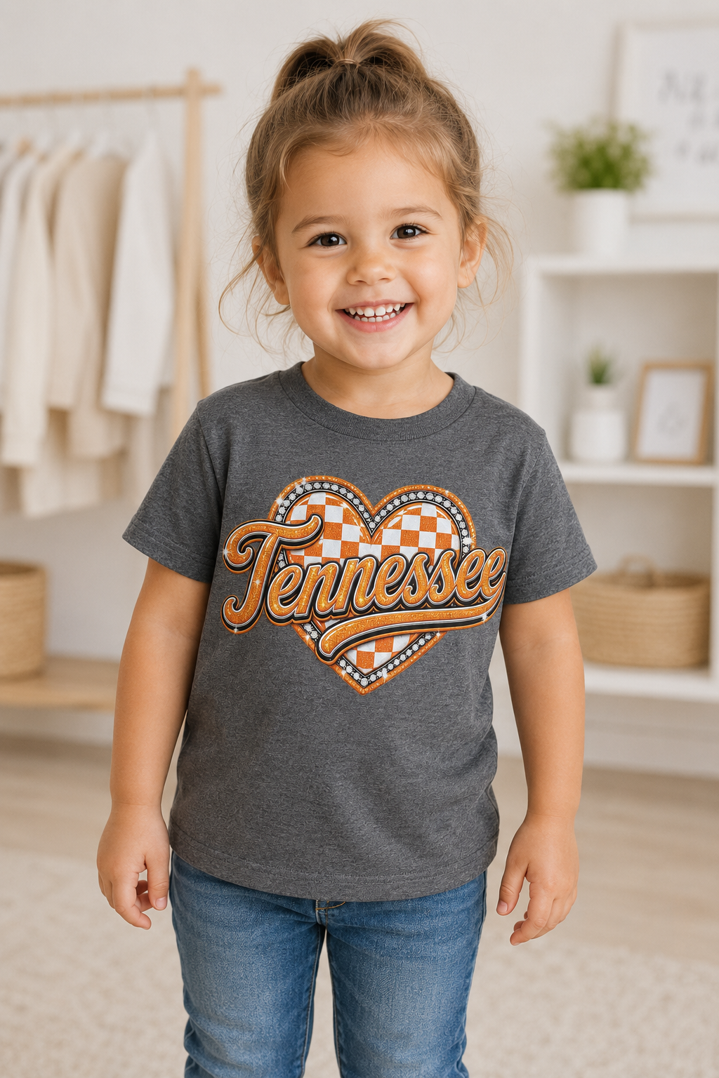 Sparkly Tennessee Checkered Heart Graphic Tee