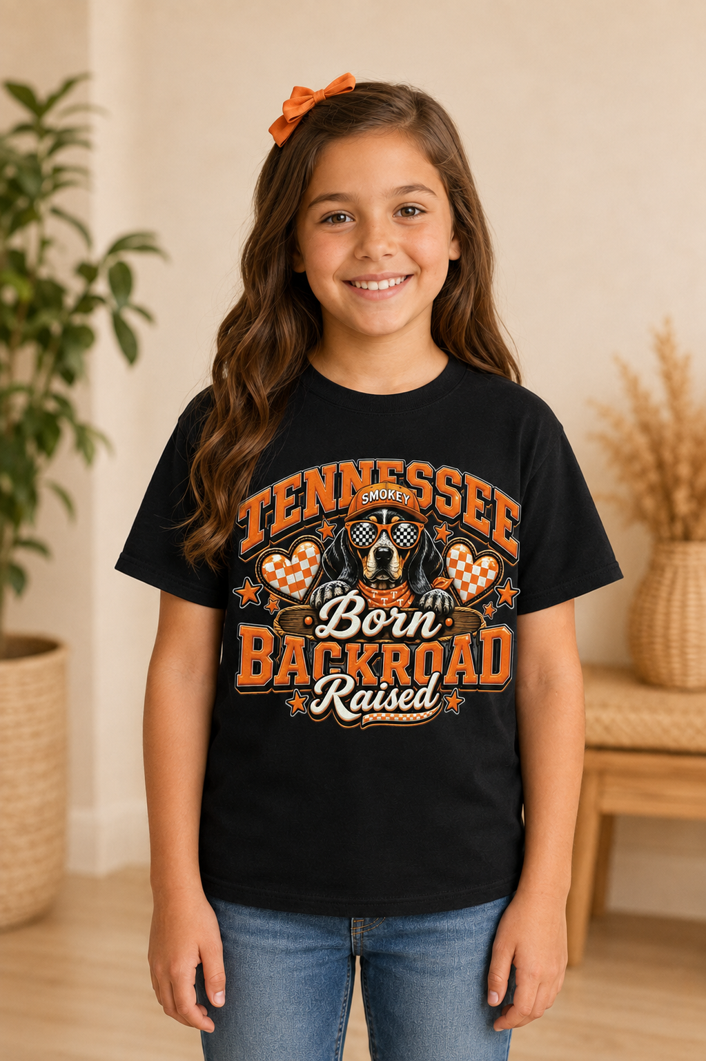 Tennessee Born, Backroad Raised Dog Graphic Black Tee