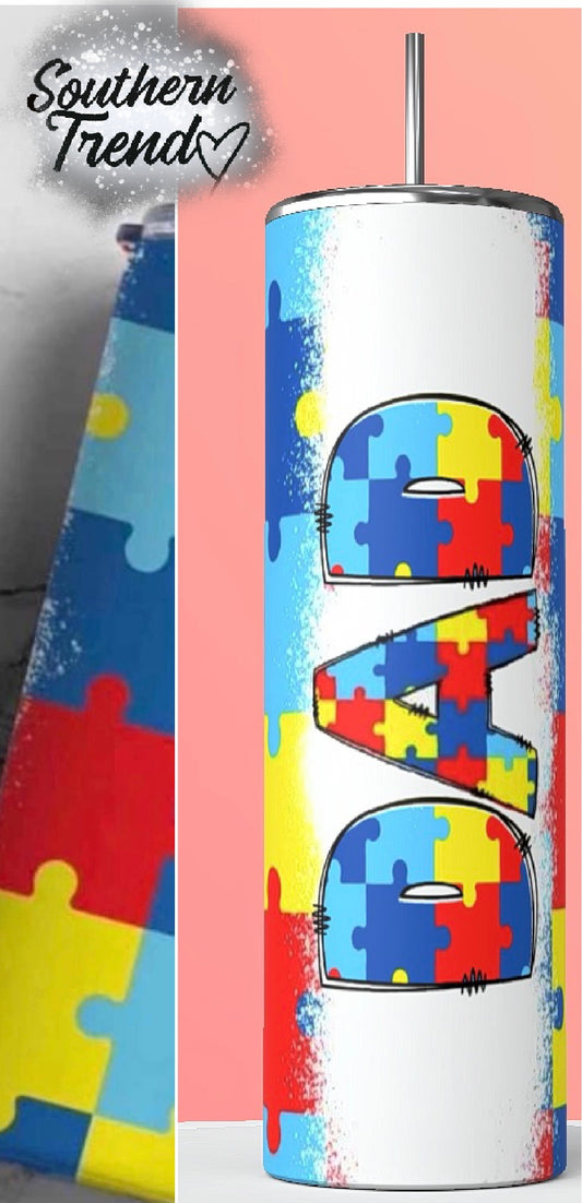 Dad autism awareness tumbler 20 oz