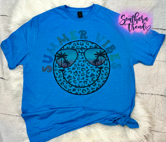 Summer vibes smiley tee shirt