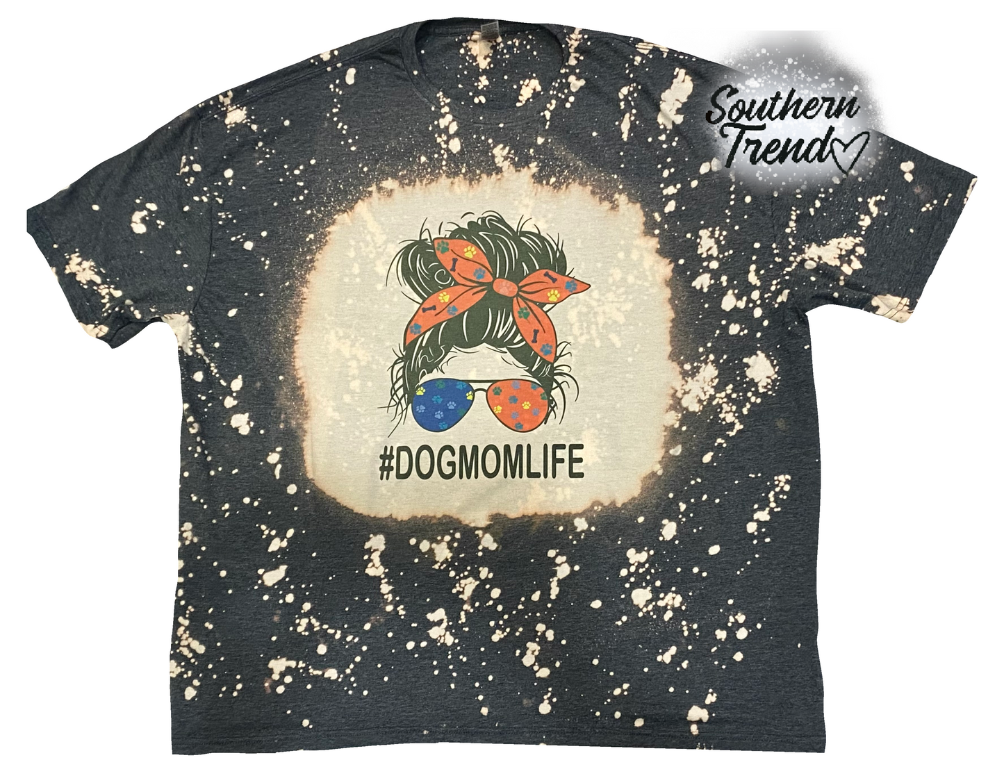 Dog mom life bleached tee shirt