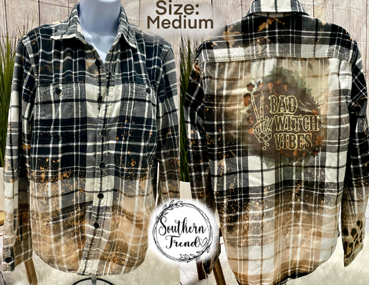 Bad witch vibes bleached flannel size medium