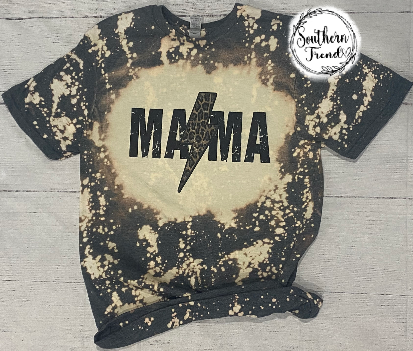 Mama leopard print bolt tee shirt