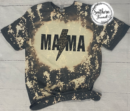 Mama leopard print bolt tee shirt