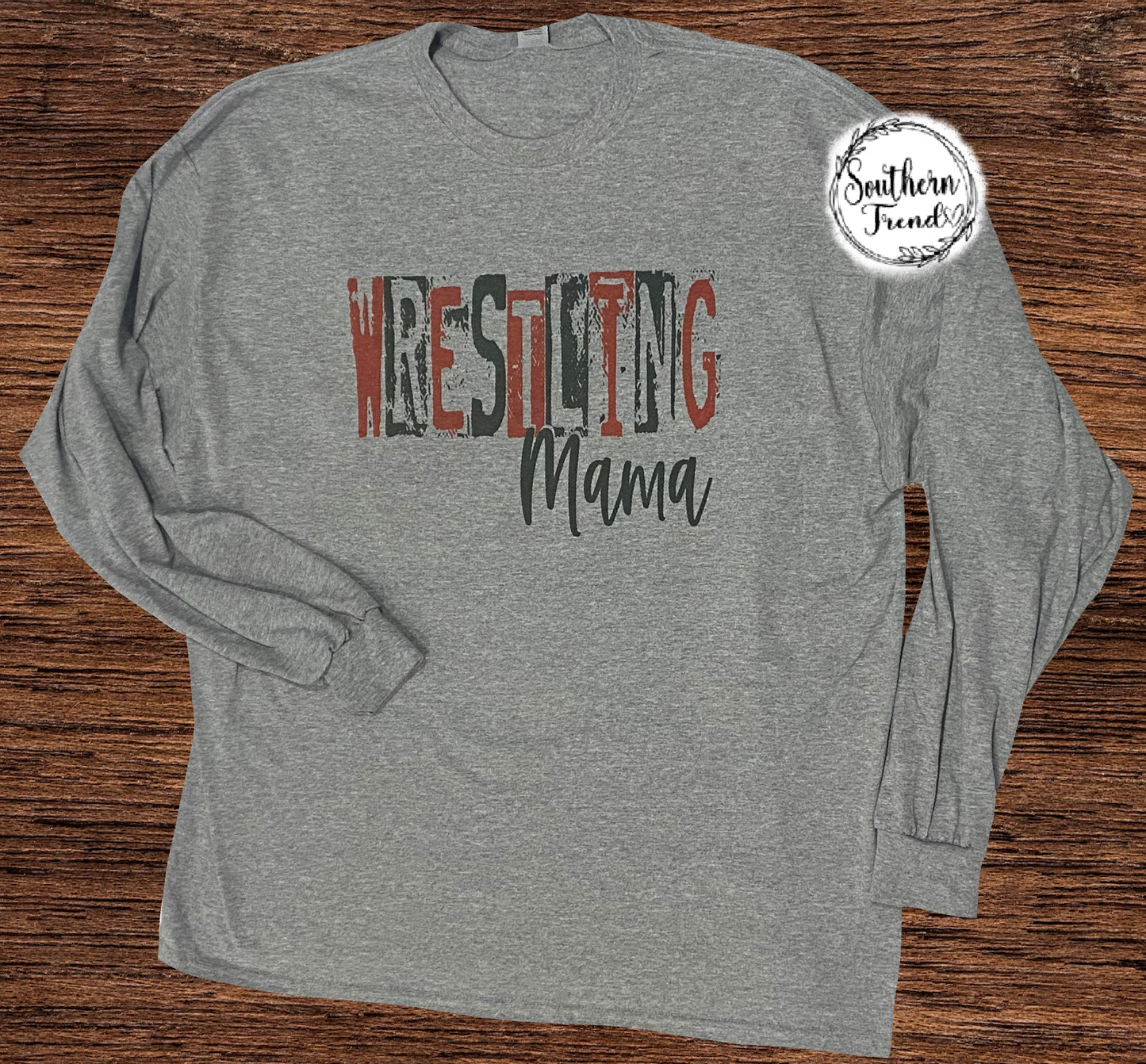 Wrestling mama longsleeve tee shirt