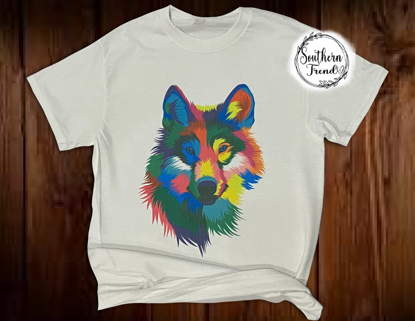 Wolf colorful art tee shirt