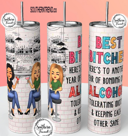 Bestfriends bonding over alcohol tumbler